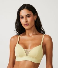 Sutiã Bojo Triangular em Microfibra com Detalhe Rendado