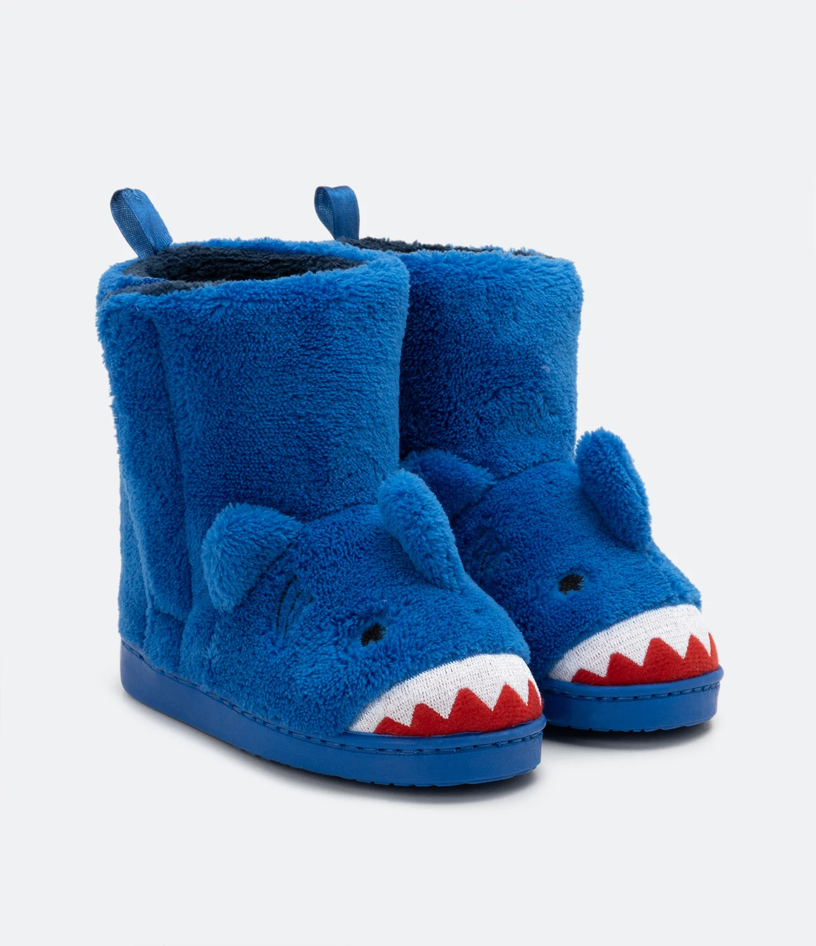 Pantufa Bota Infantil em Fleece com Bordado de Tubarão - Tam 19/20 ao 27/28 Azul 1