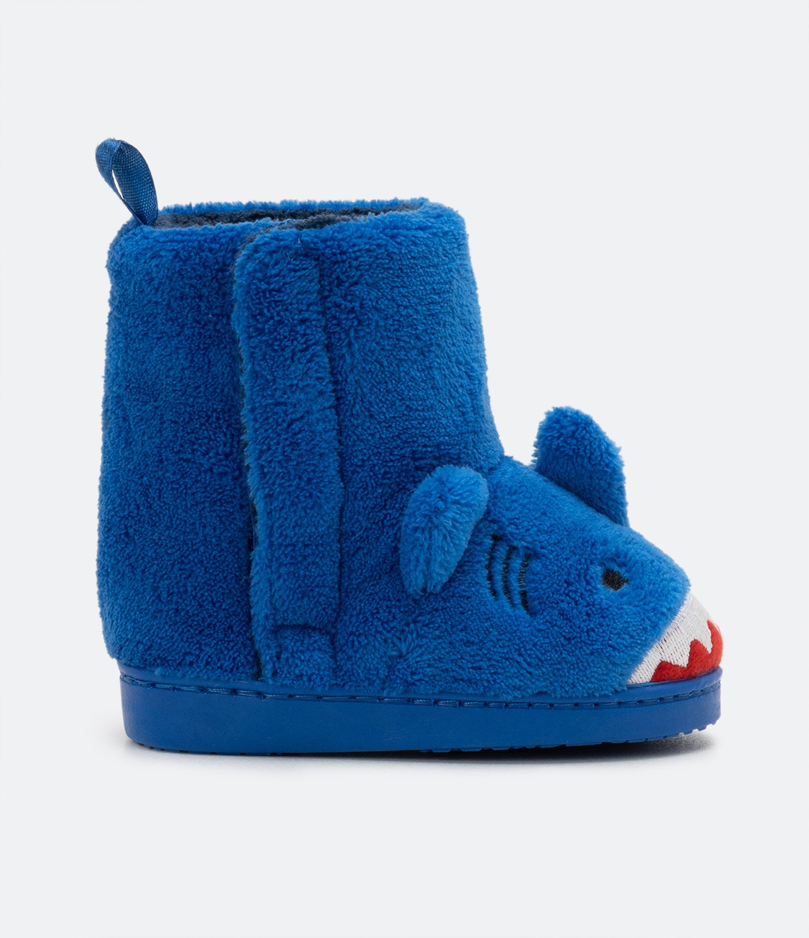 Pantufa Bota Infantil em Fleece com Bordado de Tubarão - Tam 19/20 ao 27/28 Azul 2