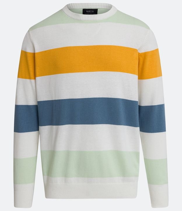 Sueter Regular en Algodón con Rayas y Puño Ajustado Beige 5