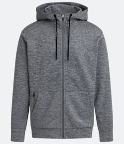 Blusão Aberto Esportivo com Capuz e Bolsos