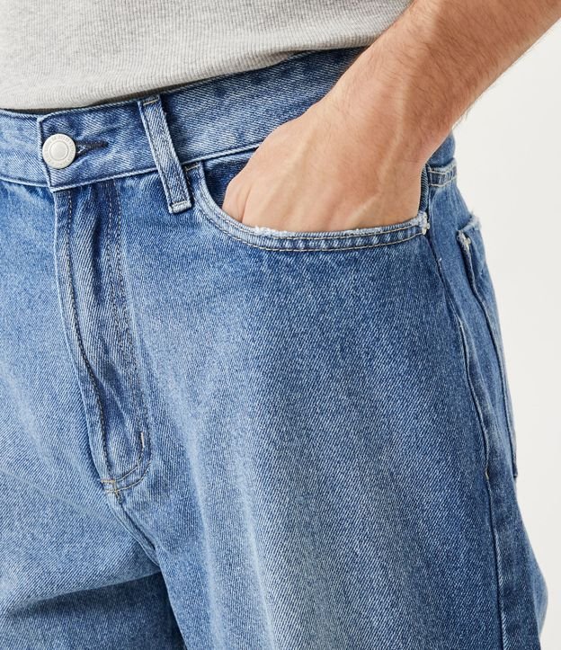 Pantalón Baggy Jeans con Efecto Jaspeado y Destroyed Azul 4
