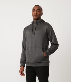 Blusão Fechado Esportivo com Capuz e Bolso Canguru
