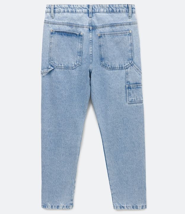 Calça Loose Jeans com Bolsos Laterais Azul 8