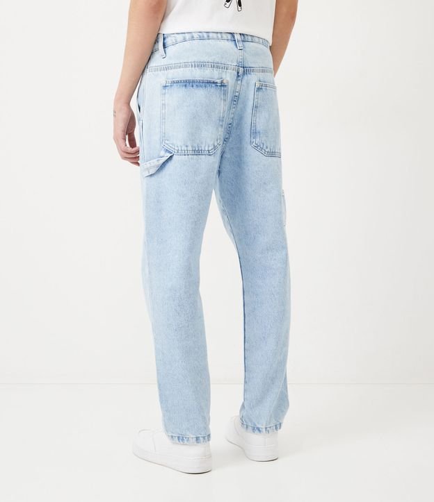 Calça Loose Jeans com Bolsos Laterais Azul 3