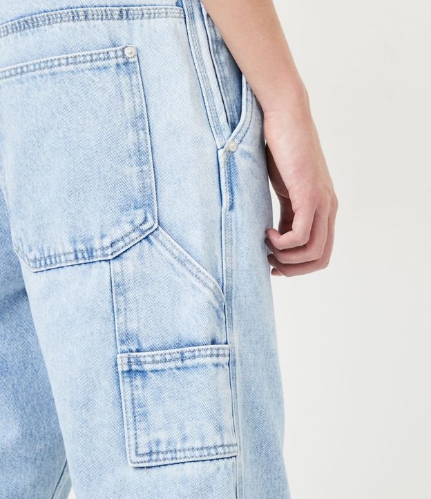 Calça Loose Jeans com Bolsos Laterais Azul 6
