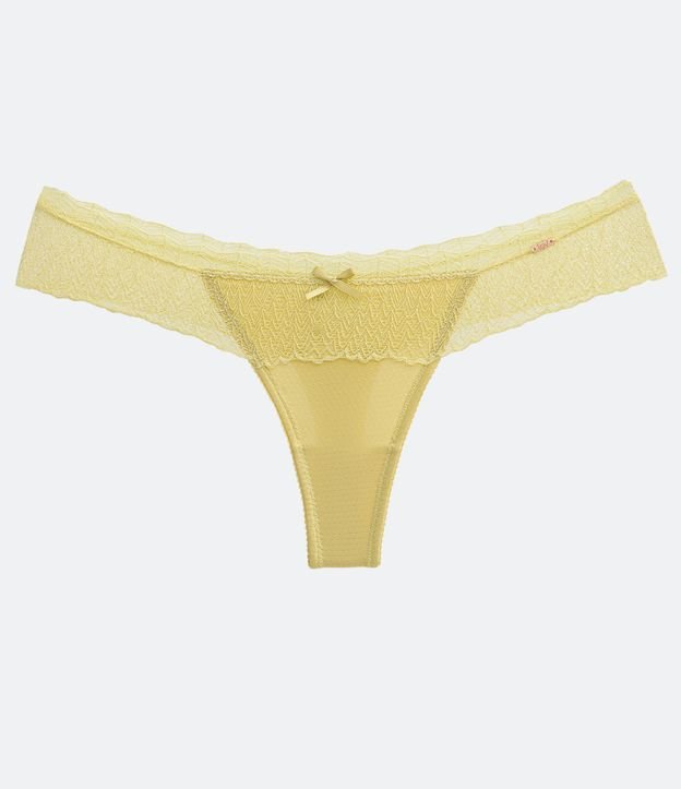 Bombacha Bikini Hilo Doble en Microfibra con Encaje Amarillo 4