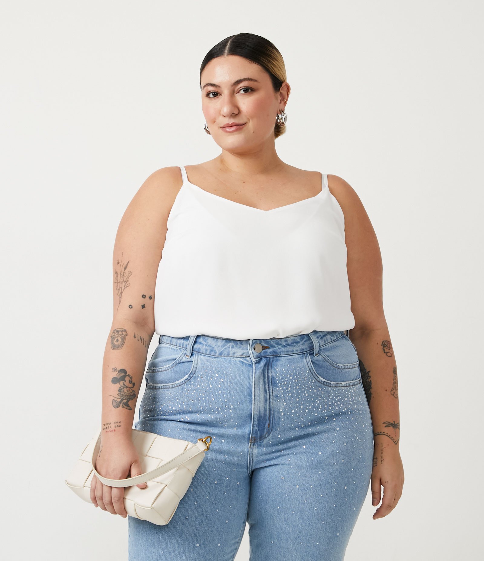 Blusa Regata Básica em Crepe Curve & Plus Size Branco 1