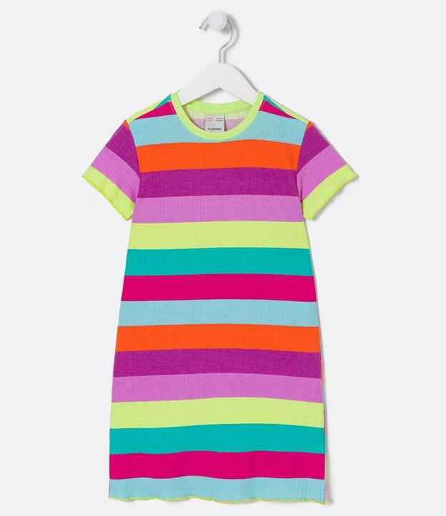 Vestido Infantil en Viscosa Acanalado Multicolores 1
