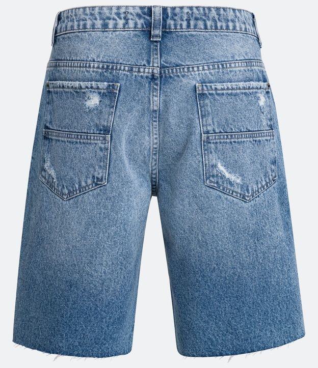 Bermuda Loose Jeans com Rasgos Destroyed Azul 6
