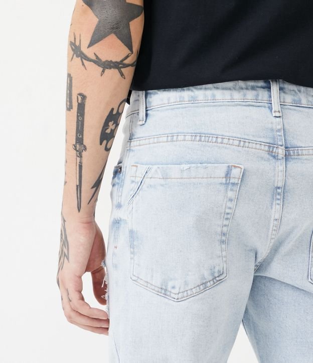 Pantalón Jeans Skinny Destroyed en las Rodillas Azul 5