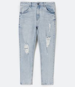 Calça Skinny Cropped Jeans Destroyed nos Joelhos