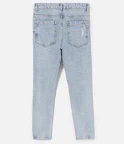 Calça Skinny Cropped Jeans Destroyed nos Joelhos