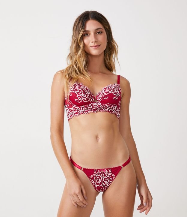 Calcinha String Fio Duplo em Renda Floral