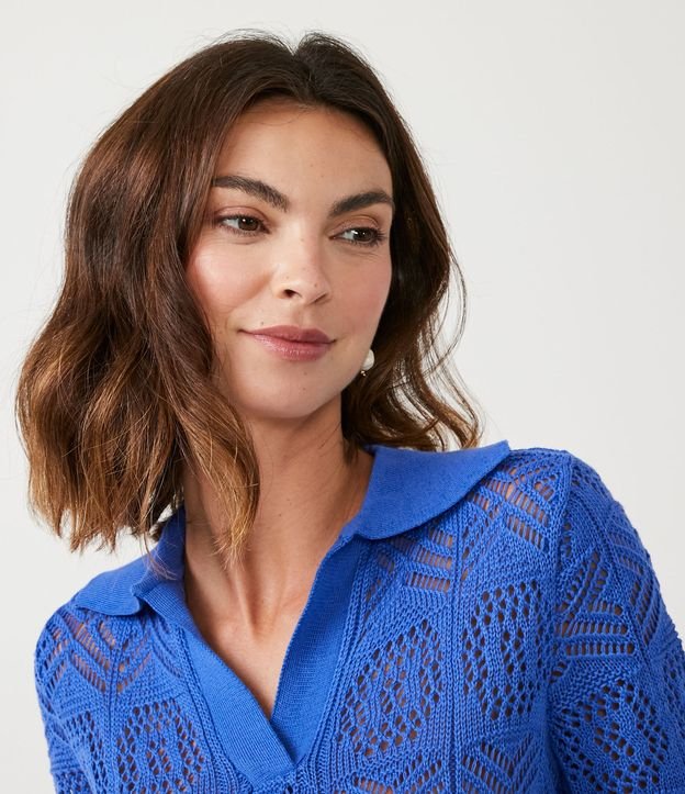 Blusa de Puntos Abiertos Azul 4