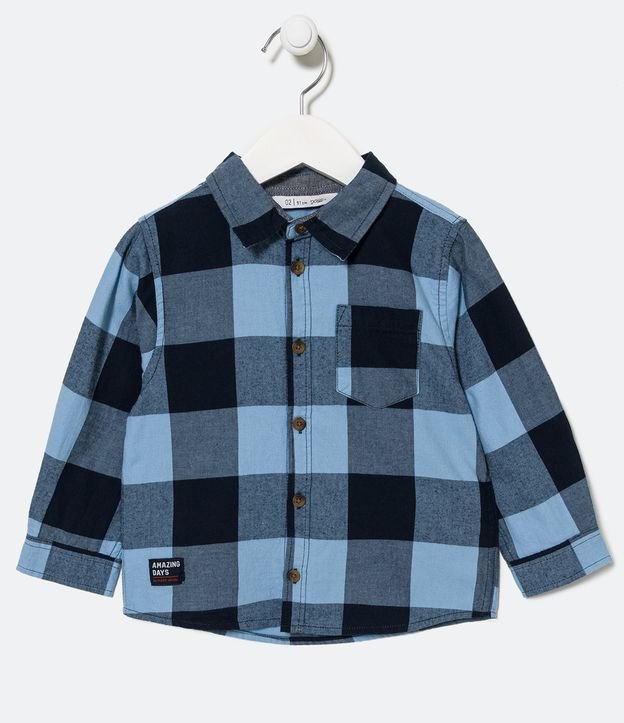 Camisa Infantil de Cuadros con Pequeño Bolsillo - Talle 1 a 5 años Azul 1