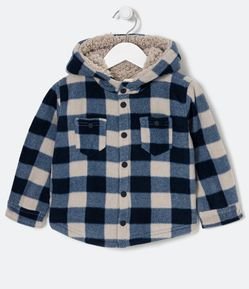 Camisa Infantil Xadrez com Forro em Sherpa e Capuz - Tam 2 a 5 Anos