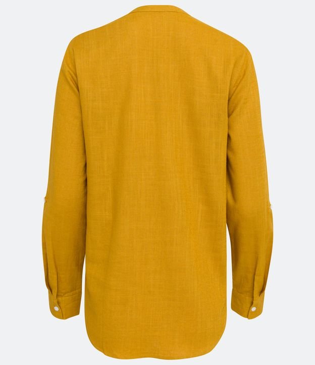 Camisa em Viscolinho com Abotoamento Frontal Amarelo 6