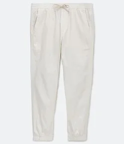 Calça Jogger em Sarja com Cós Elástico e Cordão