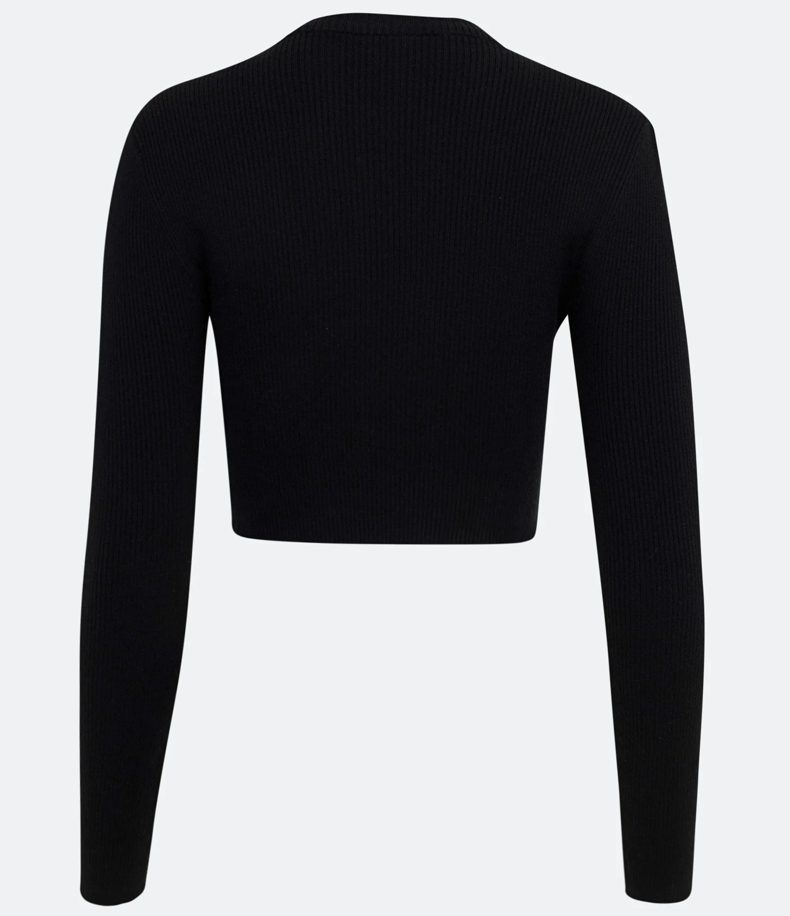 Blusa Cropped em Tricô com Busto Marcado e Amarração Preto 2