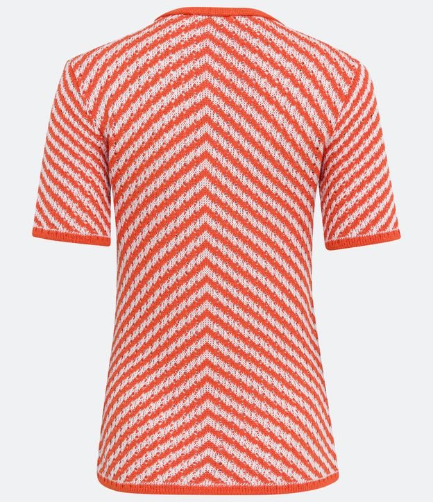 Blusa de Punto con Rayas Diagonais Naranja 6