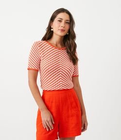 Blusa em Tricô com Listras Diagonais