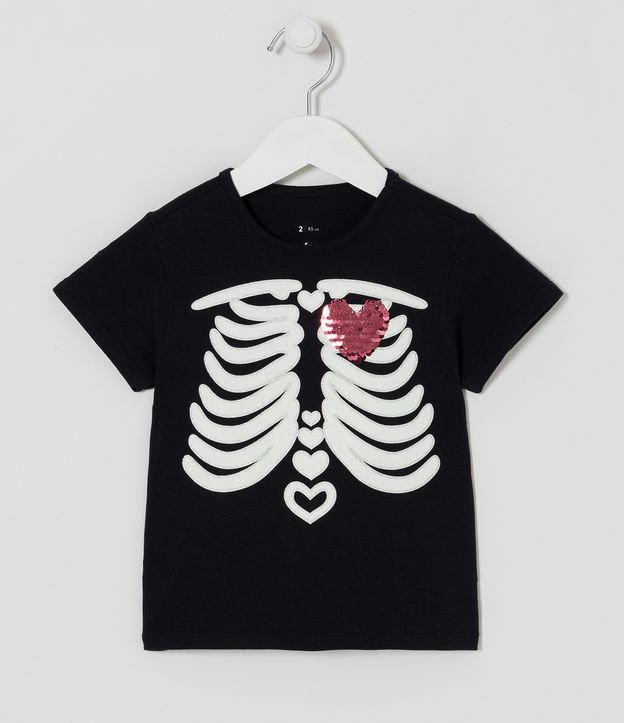 Blusa Infantil brilla en la Oscuridad con Estampado de Esqueleto - Talle 1 a 5 años Negro 1