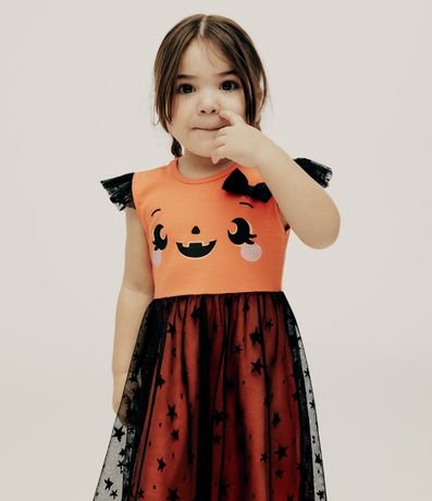 Vestido Fantasia Infantil Feminina Halloween Abóbora