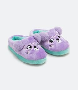 Pantufa Chinelo Infantil em Fleece com Bordado de Bichinho de Óculos - Tam  29/30 ao 35/36