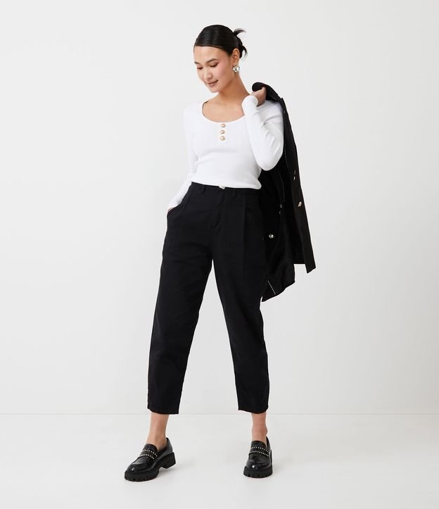 Blusa de Punto con Botones Diferenciados Blanco 2
