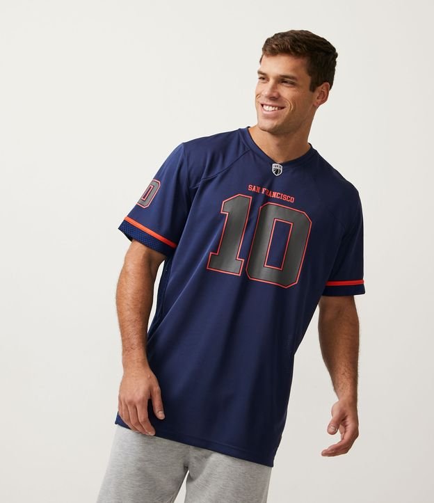 Camiseta Esportiva com Estampa 10 Futebol Americano - Cor: Azul - Tamanho: P