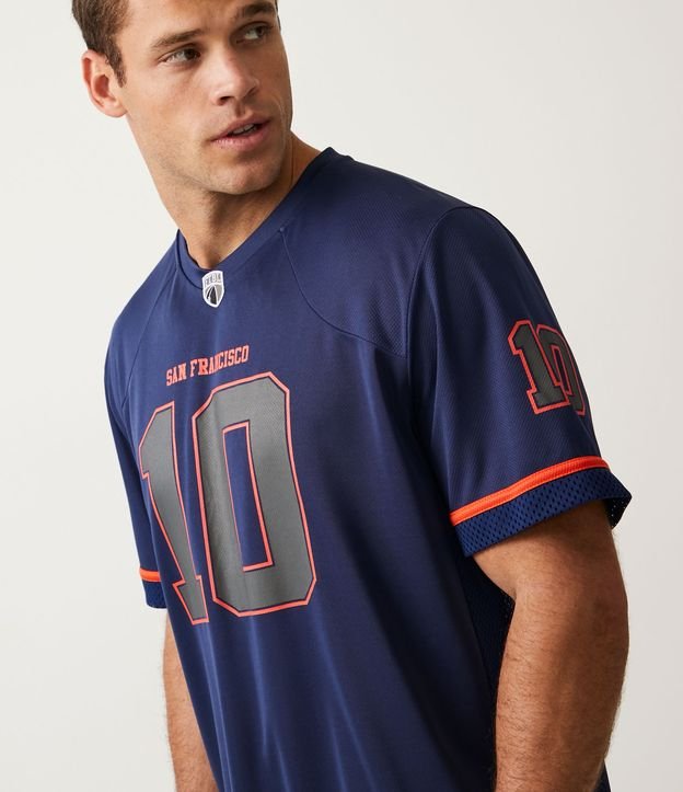 Camiseta Esportiva com Estampa 10 Futebol Americano Azul