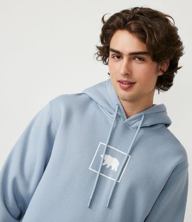 Buzo Algodón Cerrado con Estampado de Oso Azul 4