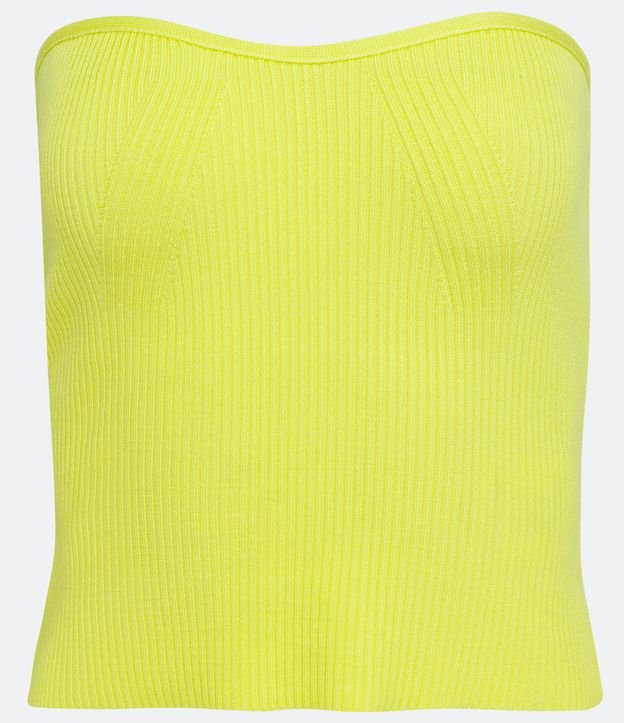 Blusa sin Breteles de Punto Acanalado Verde 5