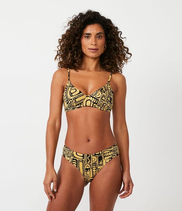 Bikini Bombacha Básica en Poliamida con Estampado Sello Amarillo 2