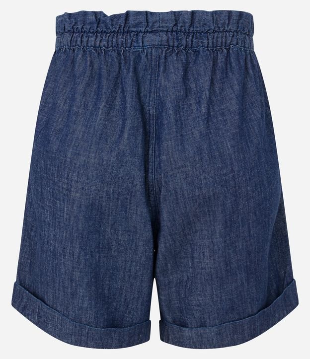 Bermuda em Jeans com Cós Elástico e Amarração Azul 7