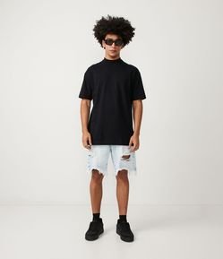 Bermuda Slim Jeans com Marmorizado