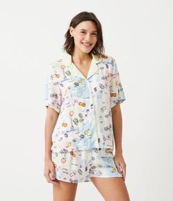 Pijama Americano em Viscose com Estampa Frutinhas