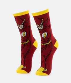Meia Cano Alto em Algodão com Estampa The Flash