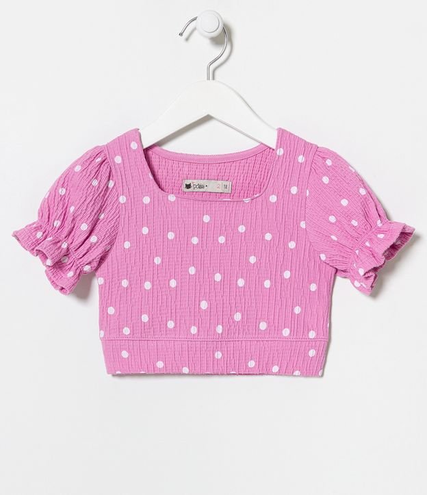 Blusa Infantil Texturizada com Estampa Poá - Tam 1 a 5 anos