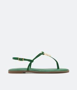 Sandália Rasteira Fio Dental com Detalhe em Metal