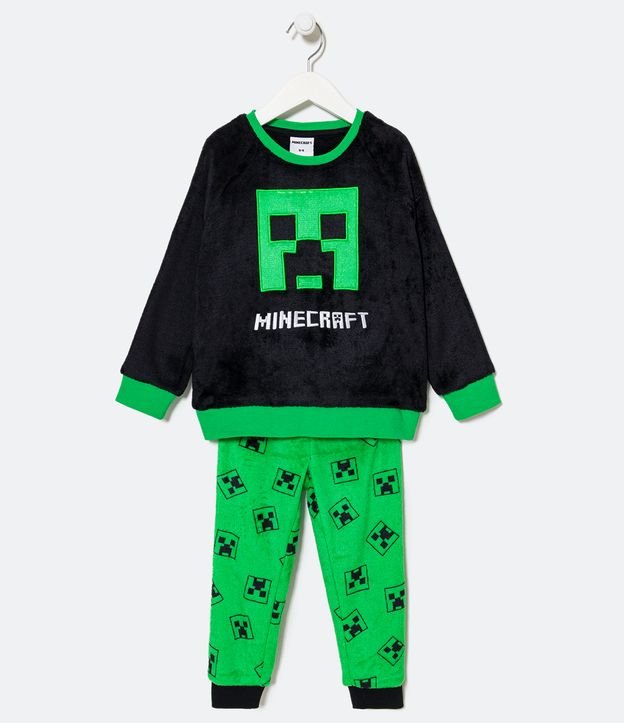 Remolque fertilizante Touhou Pijama Largo Infantil en Fleece Bordado Minecraft - Talle 5 a 14 años Verde