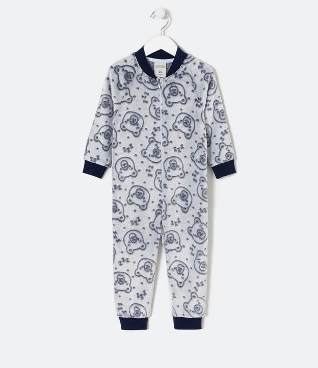 Pijama Jumper Infantil en Fleece Estampado Osito - 1 a años Azul