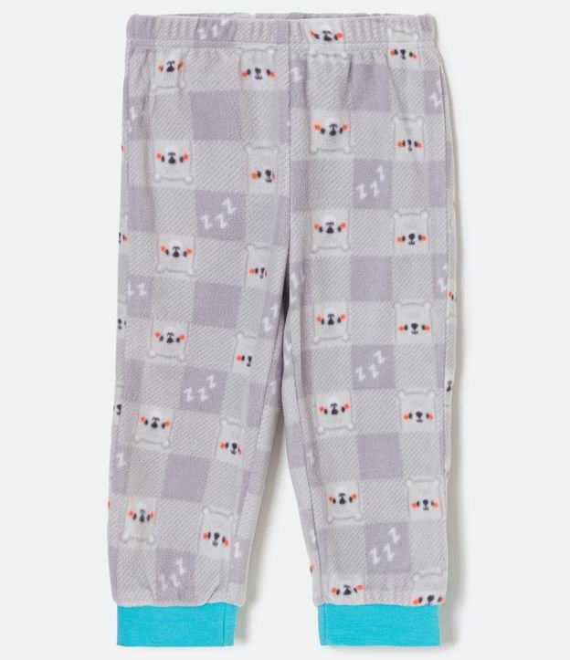 Pijama Largo Infantil en Fleece con Bordado de Osito - Talle 1 a 4 años Gris 3