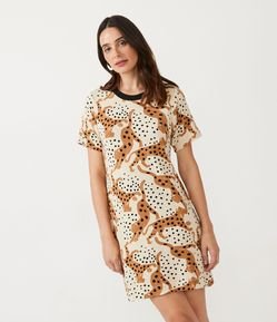 Vestido en Algodón con Estampado de Jaguar