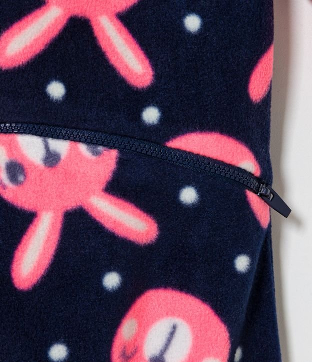 Pijama Jumper Infantil en Fleece con Estampado Caritas de Conejo - Talle 1 a 4 años Azul 4