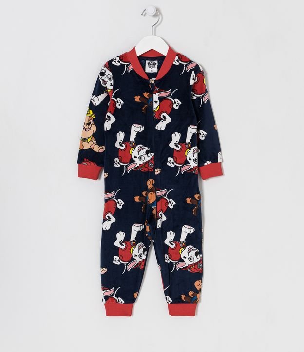 Pijama Jumper Infantil em Fleece com Estampa Patrulha Canina - Tam 1 a 4 Anos Azul Marinho 1