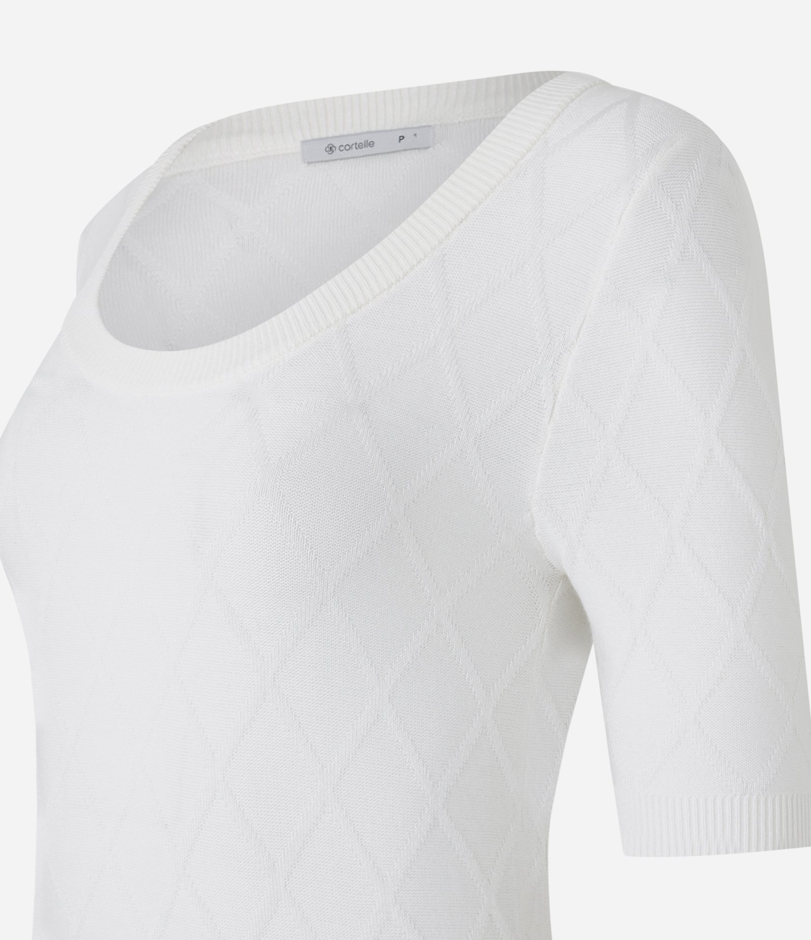 Blusa em Tricô com Losangos em Textura Branco 6