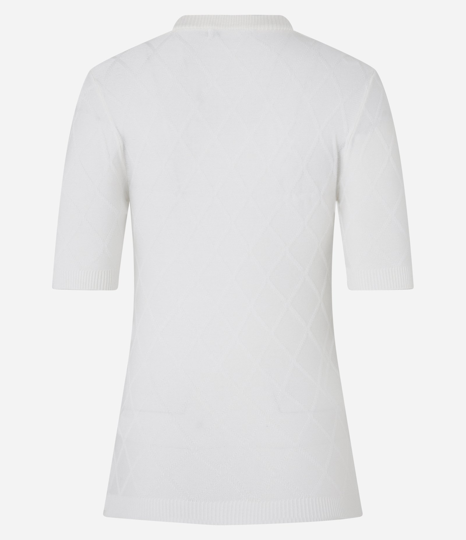 Blusa em Tricô com Losangos em Textura Branco 7