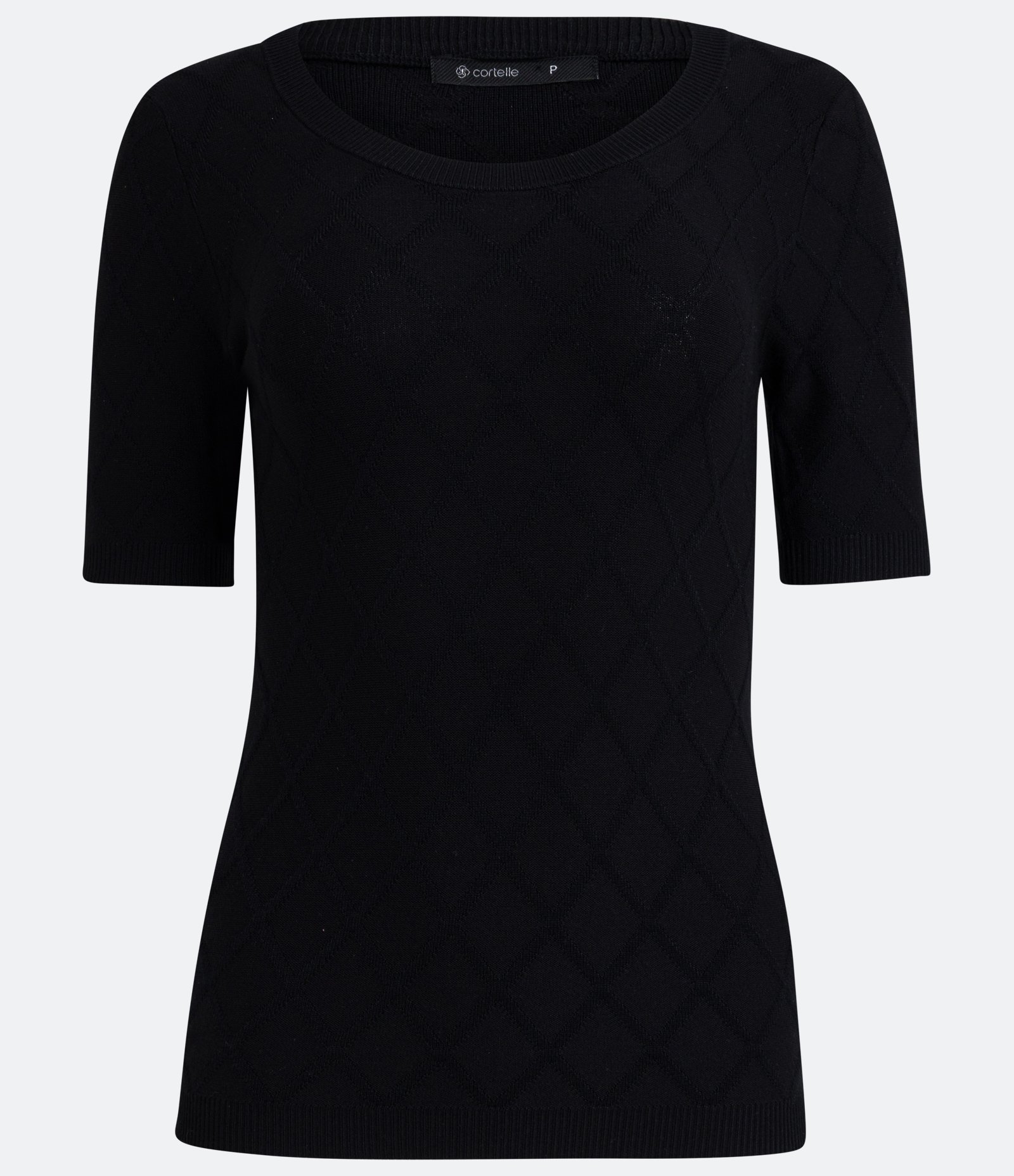Blusa em Tricô com Losangos em Textura Preto 5